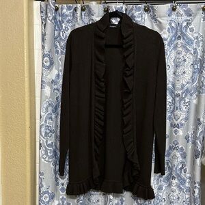 Magaschoni Black Cashmere Ruffled Cardigan